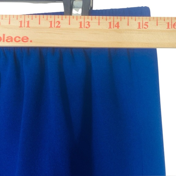 Alfred Dunner Elegant Royal Blue Satin Feel Flowy Wide Leg Small Pull on Pants - Picture 4 of 9